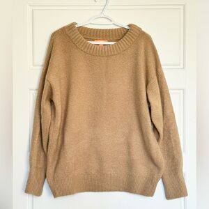 Tan Pullover Boat Neck Sweater